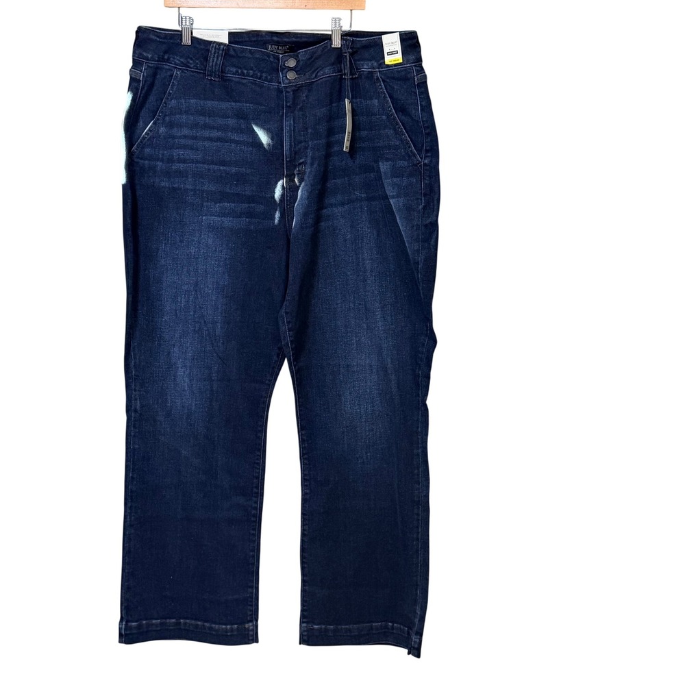 Judy Blue High Waist Wide Leg Jeans Dark Wash Short Inseam 22W JB82678DK-PL NEW